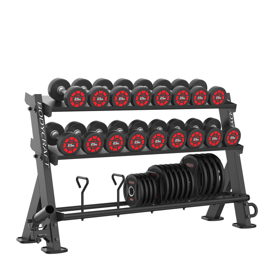 BodyCraft 64" Commercial 2-Tier Dumbbell / Accessory Rack