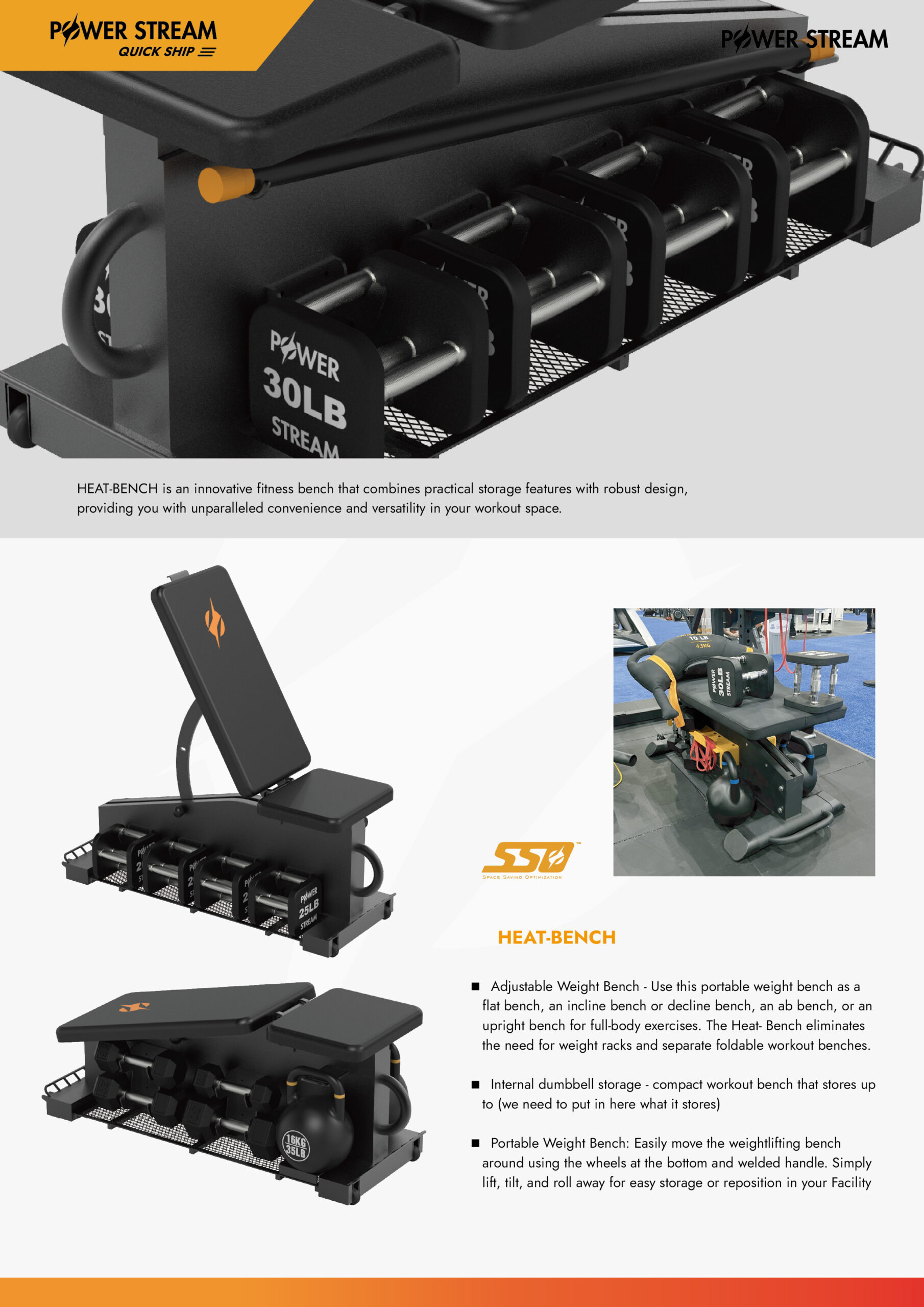 Power Stream HEAT-BENCH:FBEH01-001A