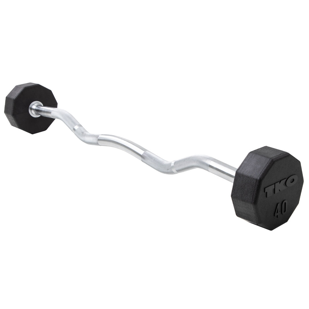 TKO 100 lb Fixed Ten Sided Curl Bar, Rubber
