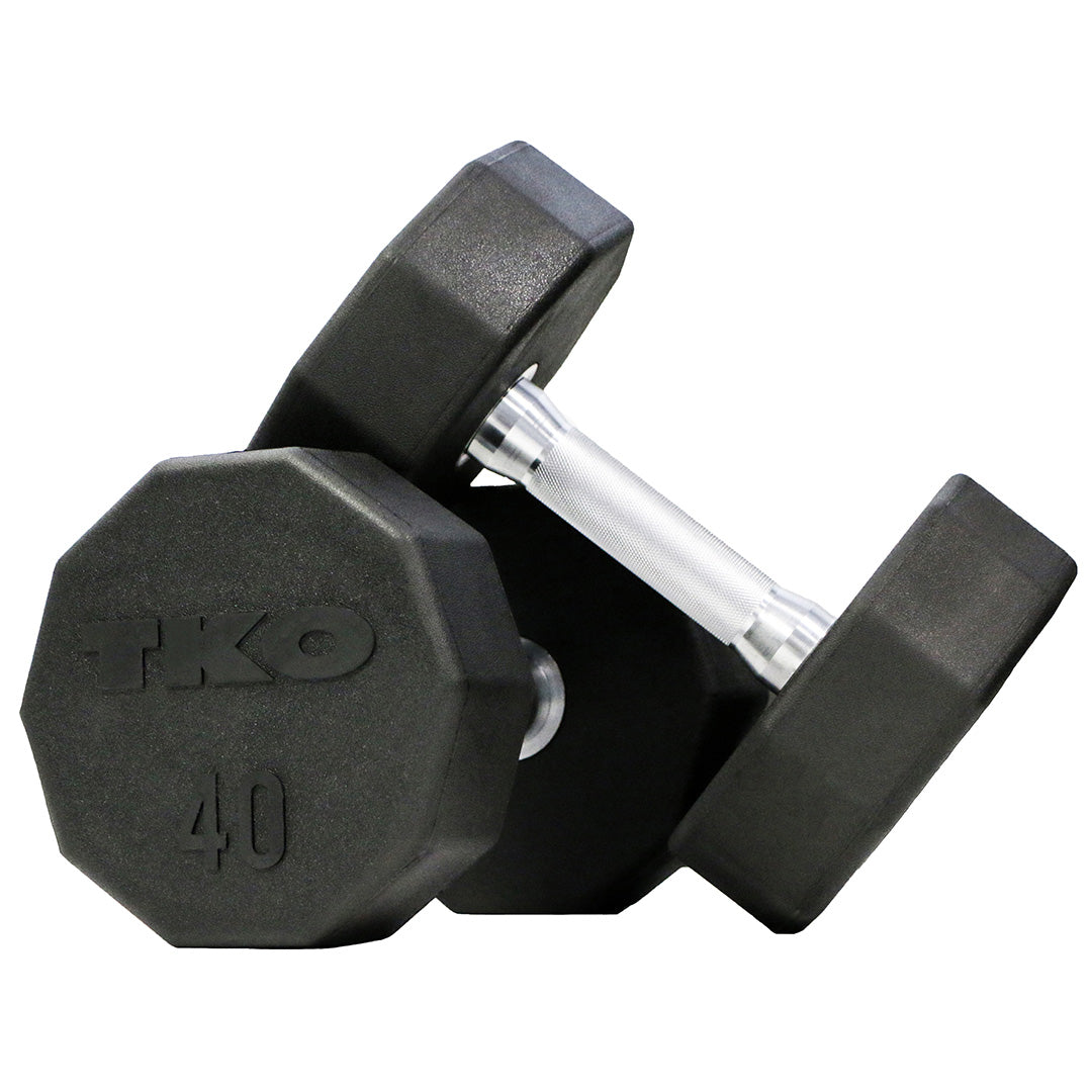 TKO 125 lb Ten Sided Pro Rubber Dumbbells