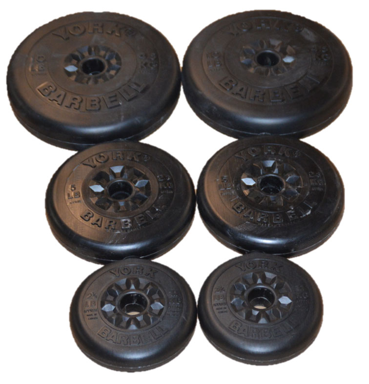 York Barbell Aerobic Weight Set (2 x 10 lb, 5 lb, 2.5 lb) and pr. Quick Collars (Bar not included)