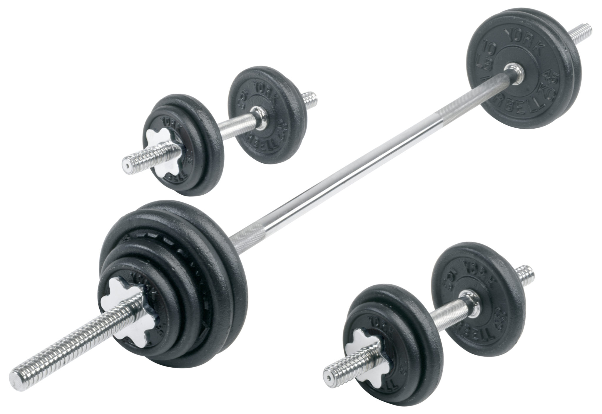 York Barbell YORK 110 lbs. Black Contour Cast Iron Spinlock Set