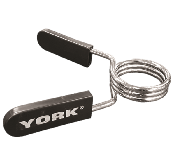 York Barbell Spring Collars w/ Rubber Handles - Chrome/ Bulk - Pair