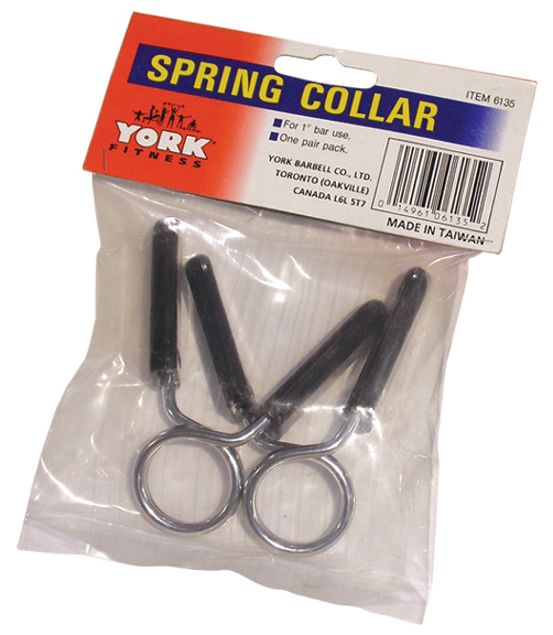 York Barbell 1" Spring Collars w/ Rubber Grips (pair)