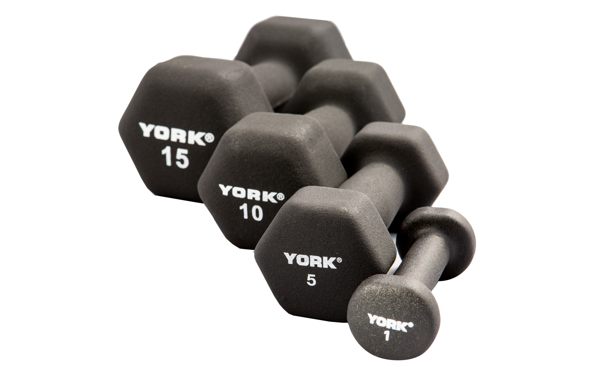 York Barbell 3 lb Neoprene Hexagon Fitbell w/ Cast Ergo Handle - Black