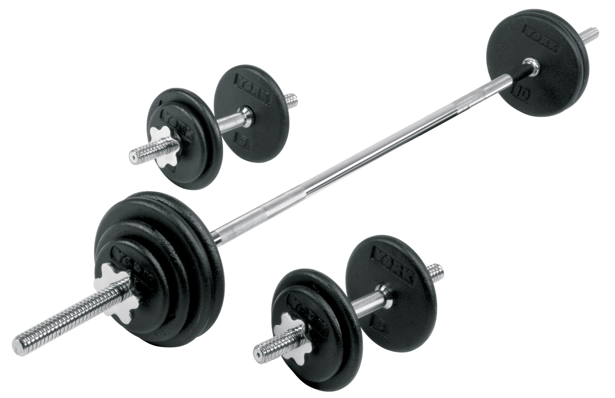 York Barbell YORK 310 lbs. Black Pro Cast Iron Spinlock Set