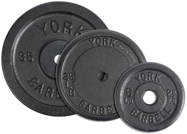 York Barbell 25 lbs. YORK 1" Std Contour Cast Iron Plate - Black