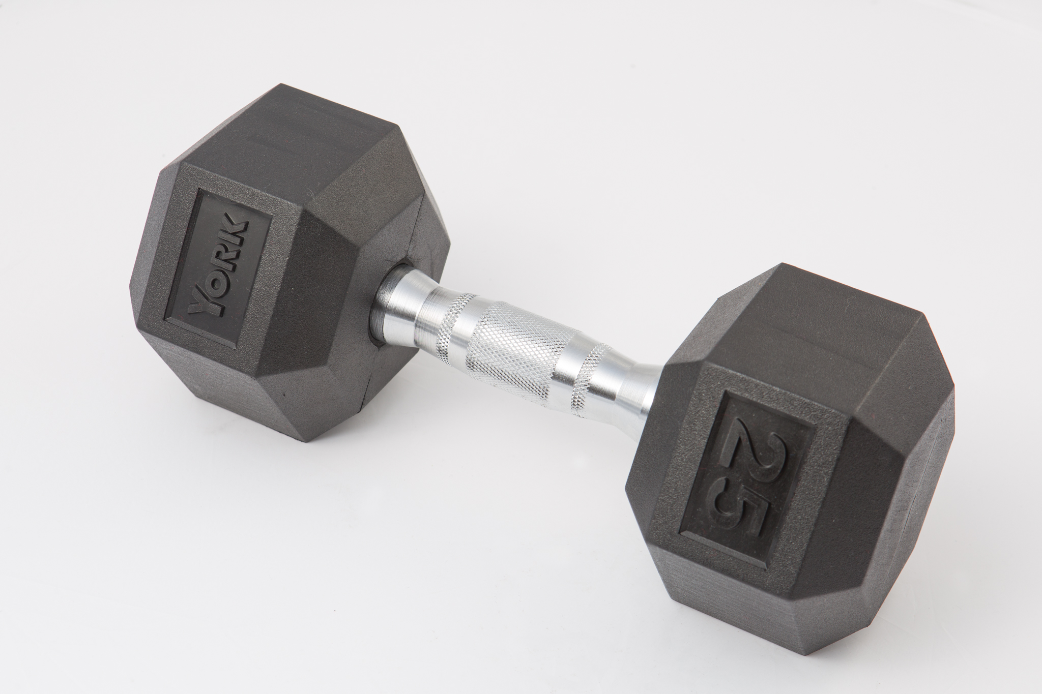 York Barbell 85 lb Rubber Hex w/ Chrome Ergo Handle