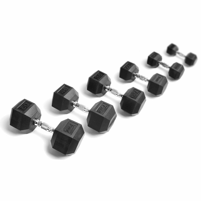 York Barbell 5 - 50 Rubber Hex Dumbbell Set