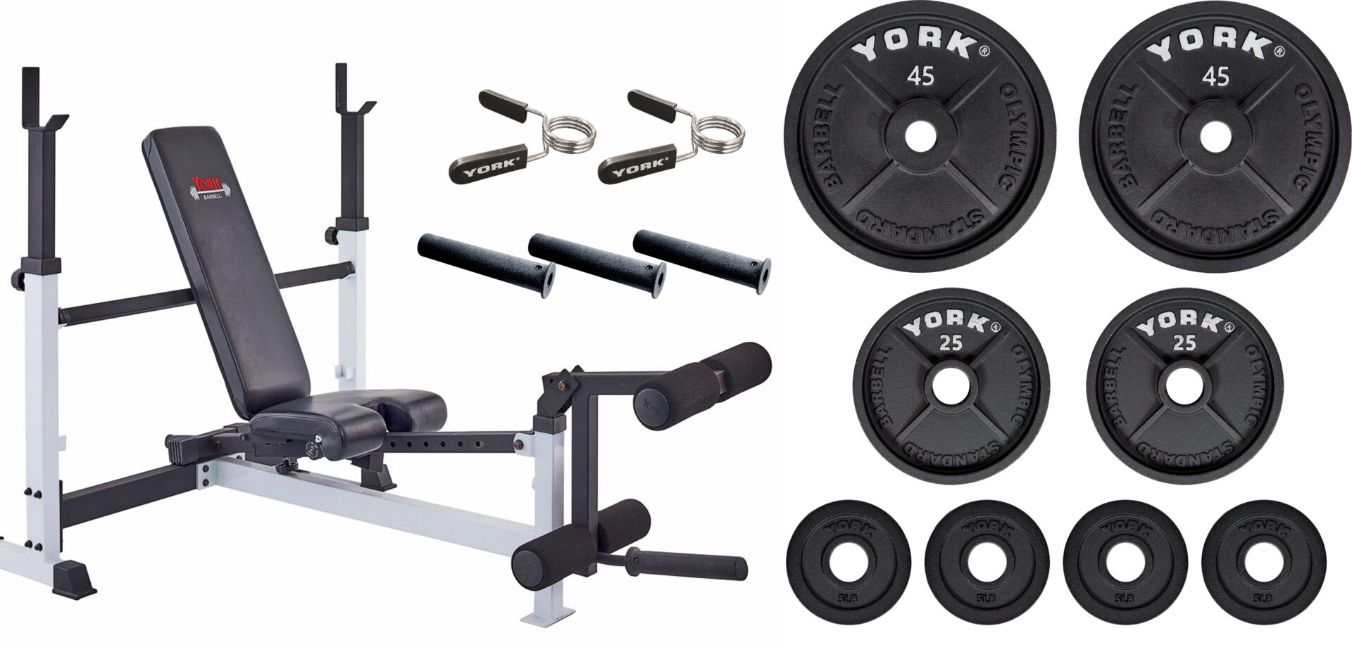 York Barbell FTS Olympic Combo Bench w/Leg Developer                  White Frame/Black Upholstery