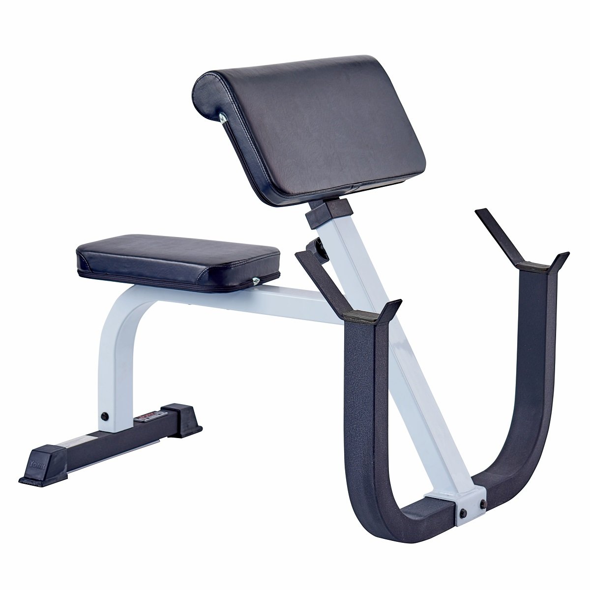 York Barbell FTS Preacher Curl Bench White Frame/Black Upholstery