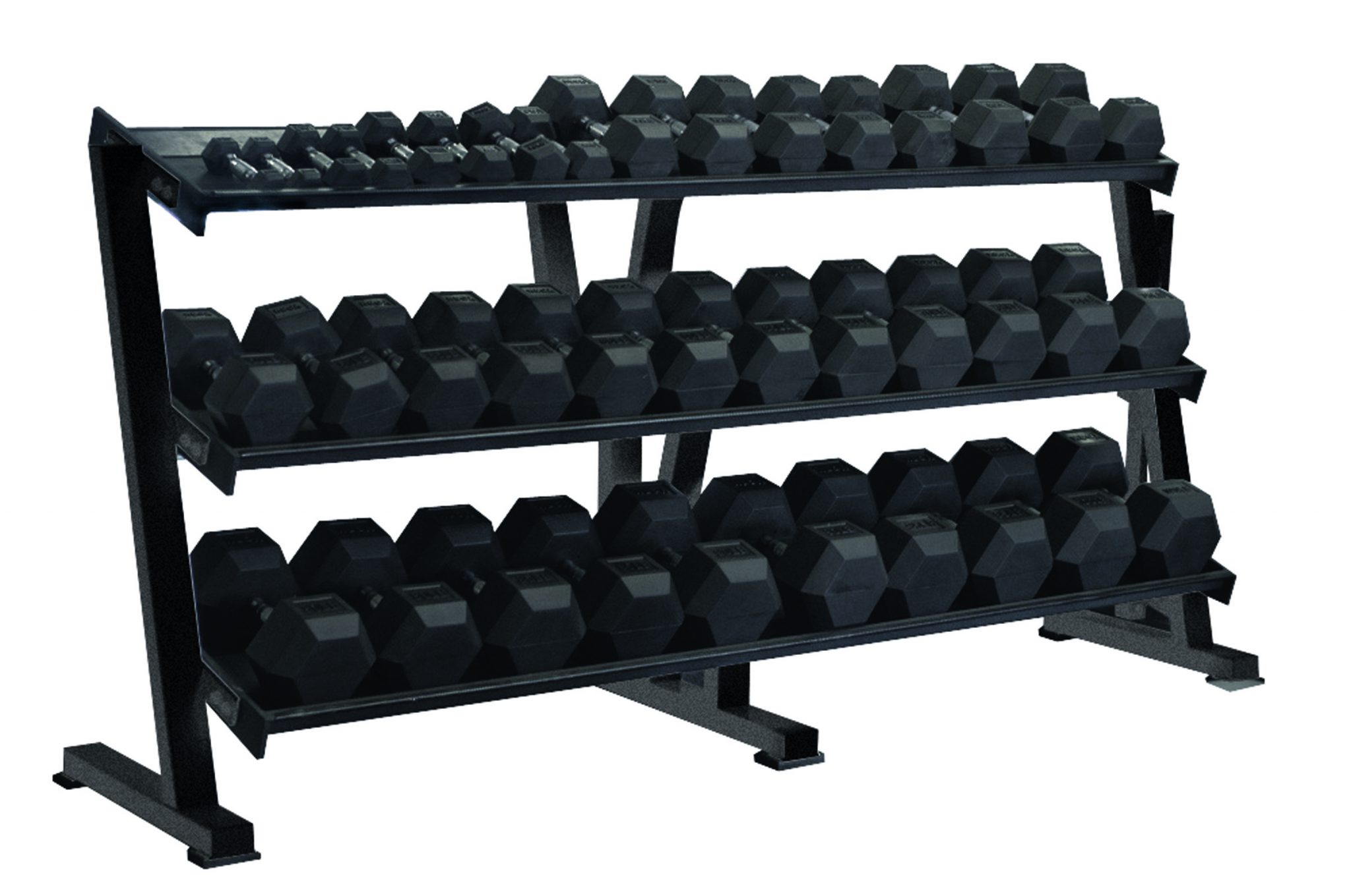 York Barbell 3 - Tier Tray Dumbbell Rack - Black